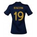 Cheap France Karim Benzema #19 Home Football Shirt Women World Cup 2022 Short Sleeve